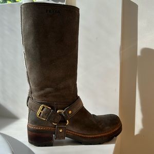 Distressed leather Prada boots